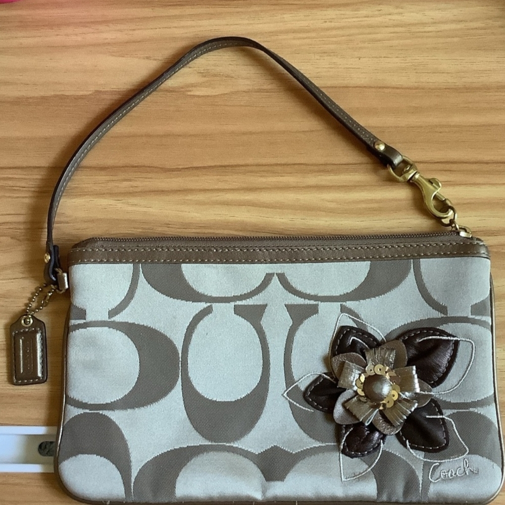 Coach Monogram Embellished Large Wristlet